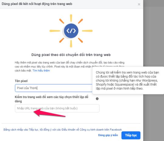 đặt tên Pixel Facebook 