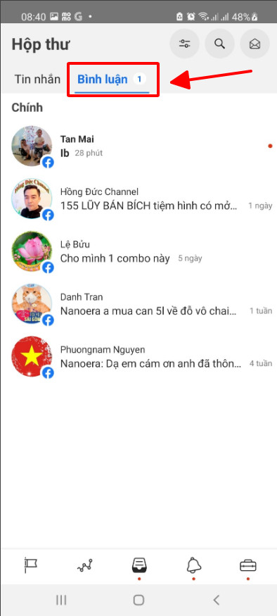 trả lời bình luận fanpage trên android