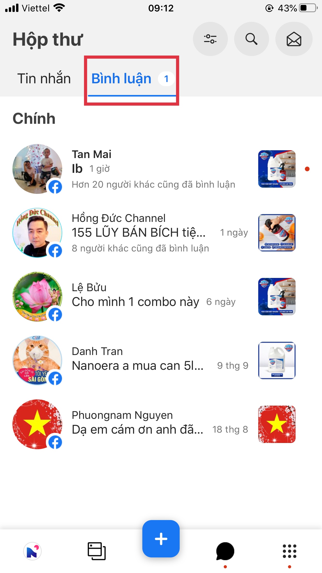 trả lời bình luận fanpage trên iphone