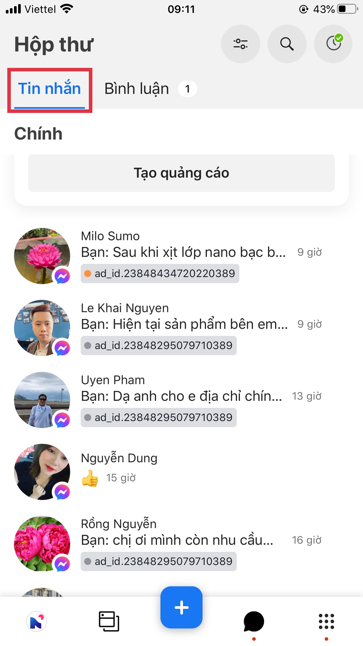 trả lời tin nhắn fanpage trên iphone